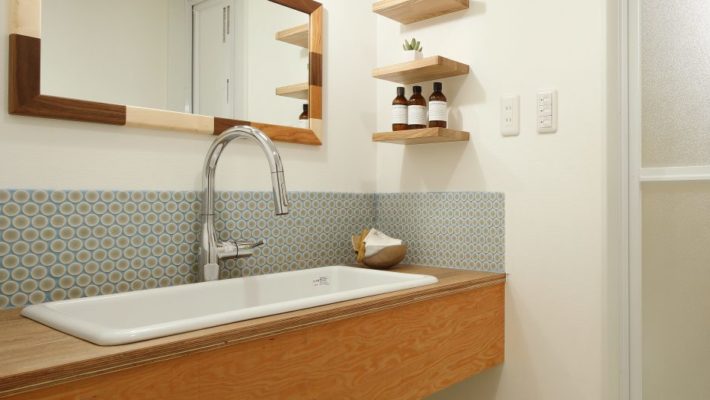 洗面台：福島県郡山市　こだわりタイルの洗面台リフォーム