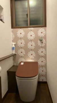 トイレ：宮城県多賀城市　かわいいアクセントのトイレリフォーム