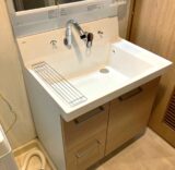 洗面台:宮城県塩竃市 LIXILピアラ洗面台+床貼り替えリフォーム