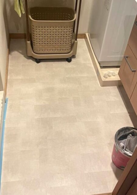 洗面台:宮城県塩竃市 LIXILピアラ洗面台+床貼り替えリフォーム