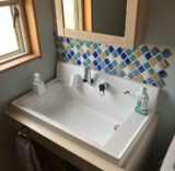 洗面台：宮城県多賀城市　コラベルタイルで彩る造作洗面リフォーム